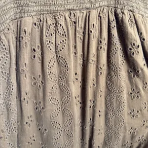 VTG Women Eyelet Maxi Dress XL Green Cotton Button Front Goblin Cottagecore Boho thumbnail 6