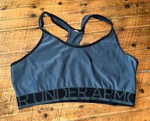 Under Armour gray & black racerback Athleisure sports bra thumbnail 1