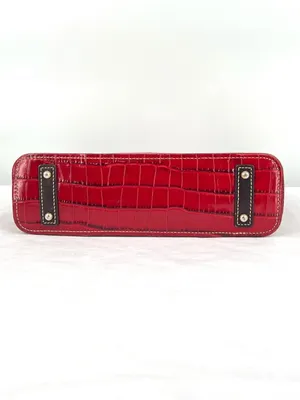Dooney & Bourke Croco Embossed Red Leather Lexington Shopper Tote Shoulder Bag thumbnail 8