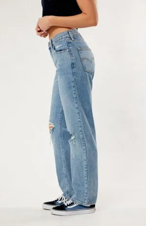 Levi's '94 Baggy Jeans 29 Light Wash Distressed Ripped Knee 100% Cotton thumbnail 2