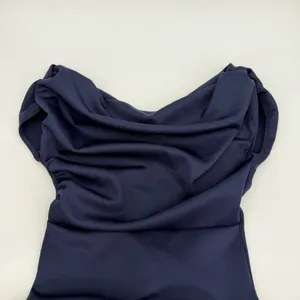 Formal Dress Womens M Navy Blue Boatneck V-back Mermaid Long Maxi Elegant Gown thumbnail 10