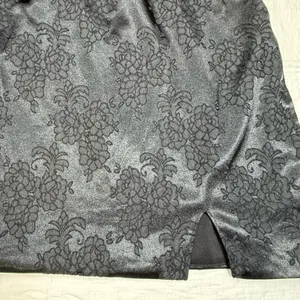 wild fable Black Floral Jacquard Satin Slip Dress with Adjustable Straps NWT thumbnail 3