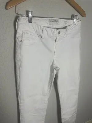 Lucky Brand Lolita Crop White Jeans Frayed Hem Size 6/28 thumbnail 3