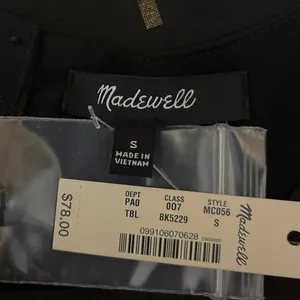 NEW Madewell Black Gold Metallic Jacquard Puff Short Sleeve Blouse Top Size S thumbnail 3