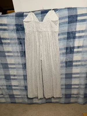 Double Crazy Women's Deep V-Neck Sleeveless Wide Leg Sequin Jumpsuit 1XL thumbnail 3