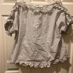 Madewell Navy and White Striped Top thumbnail 1