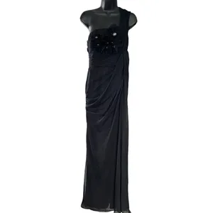 Adrianna Papell black floral embellished drape maxi night dress size 8 thumbnail 2