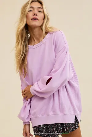 Aerie Très Chic Keyhole Oversized Sweatshirt Women’s XL NWT Icy Lavender thumbnail 1