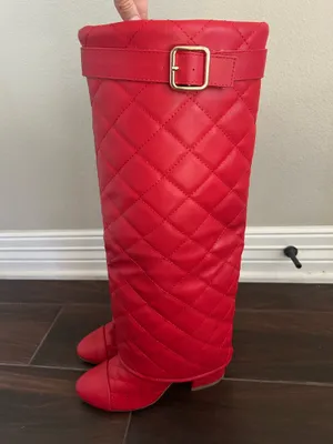 Red Knee High Boots size 6 new thumbnail 2