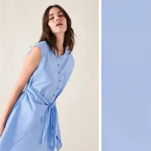 ZARA Knotted Tie Front Sleeveless Shirt Dress‎ Tunic Light Blue Size XS thumbnail 3