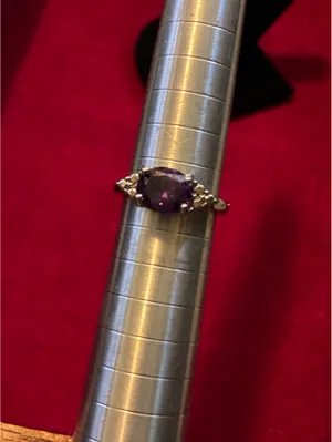 Vintage-Style Oval Purple Amethyst Glass Ring Sz 8 thumbnail 3