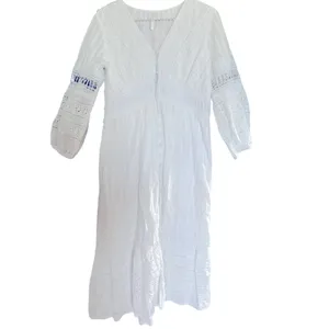 Anthropologie Ebba Midi White Eyelet Dress Size 4 thumbnail 6