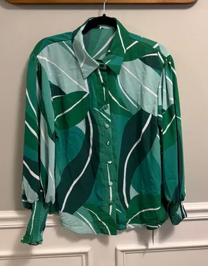 S.deer button down dress shirt Green Size M thumbnail 1