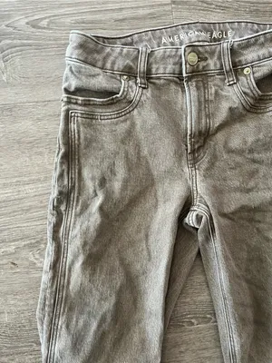 American Eagle Stovepipe Jeans Womens 2 Brown Taupe High Rise Straight Stretch thumbnail 6