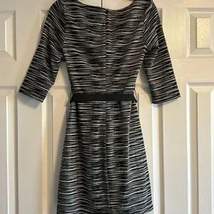 TRINA TURK Women’s Black & White Belted Zebra Stripe 3/4 Sleeve Dress Size 6 thumbnail 6
