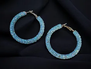 Light blue sparkly glitter hoop earrings thumbnail 1