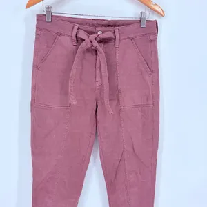 American Eagle Super Stretch Utility Pants Womens 10 Pink Tie Waist Cargo Slim thumbnail 5