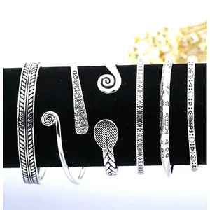 Boutique NEW Unisex‎ Engraved Geometric 925 Sterling Silver Cuff Bracelet, Adjustable thumbnail 6