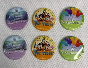 Walt Disney World 6pc 3 in Button Set 1st Visit Happily Ever After Celebrate Pin thumbnail 1