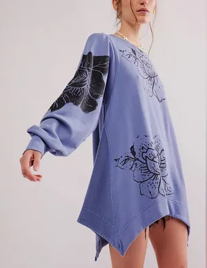 FREE PEOPLE Flowers Sweatshirt in Navy Combo thumbnail 1