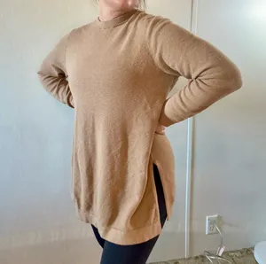 J.Jill Camel Tan Tunic Sweater Large Cotton Silk Wool Blend Side Slit thumbnail 2