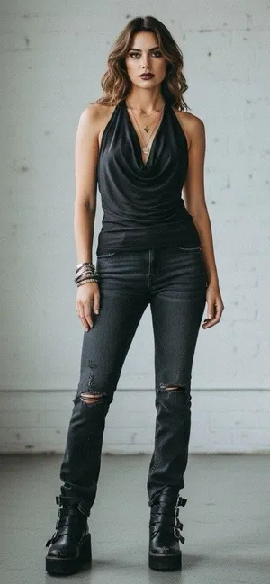 Indie Sleaze Fairy Grunge Y2K Slinky Satin Halter Cowl Tunic Top VS Very Sexy M thumbnail 1