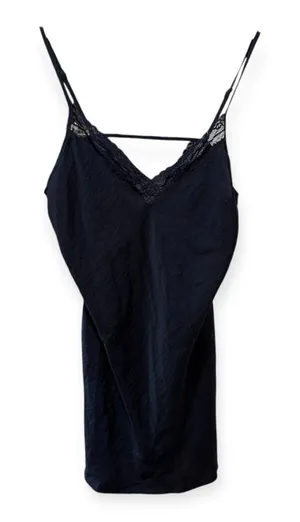 Black Lace Chemise Slip‎ Dress Large 90s Y2K Romantic Lingerie Nightgown thumbnail 1