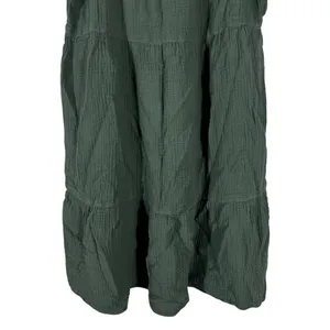 Beachlunchlounge Tiered Solid Mini Dress Green Boho Gauze Puff Sleeve Size M thumbnail 3