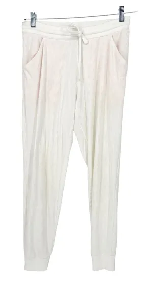 Tommy John Womens White‎ Ribbed Pajama Lounge Jogger Pants Small Cozy PJs EUC thumbnail 1