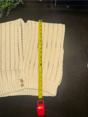 Handmade Open Knit Sweater Vest Coastal Grandmother Boho Preppy Festival thumbnail 6
