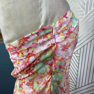Zara‎ Basic Floral Strapless Maxi Dress in Pink Boho Draped Size US XS thumbnail 11