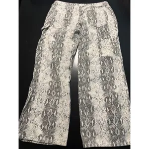 RSQ Womens Snakeskin Print Carpenter‎ Pants Grey White Wide Leg Size 31 thumbnail 6
