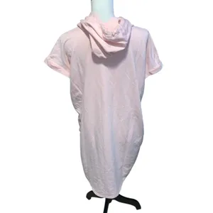 Xersion Light Pink Hooded T-Shirt Dress Short Sleeve Athletic Pocket Semi Fit thumbnail 4