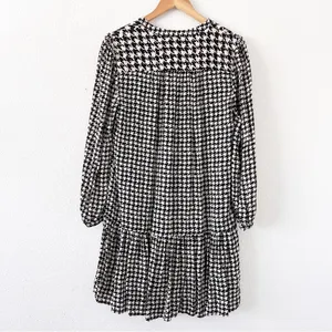 Anthro Maeve Margaret Houndstooth Tunic Ruffle Hem Long Sleeve Mini Dress thumbnail 8