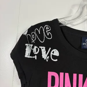 Vintage Y2K PINK For Peace VS Victorias Secret Black Fitted Neon Tee Small S XO thumbnail 2