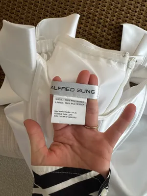 Alfred Sung White Corset Mini Dress With Bow Sleeves thumbnail 10