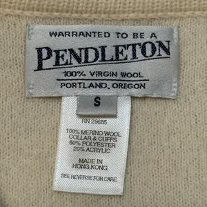 Vintage Pendleton Cream Sweater w/ Black &Red Accents Size S. 100% Virgin Wool thumbnail 13