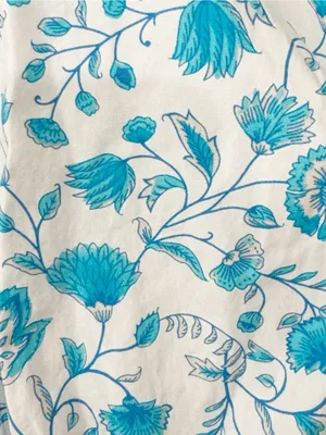 Draper James Ruffled Smocked Sun Dress Blue Floral Print Midi Preppy Summer XL thumbnail 2
