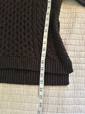 American Eagle Vtg Y2K cableknit cotton fold over off shoulder sweater XS thumbnail 10