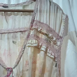 Free People Spring Fling Mini Dress Medium Pink Lace Boho Floral Cottagecore thumbnail 4