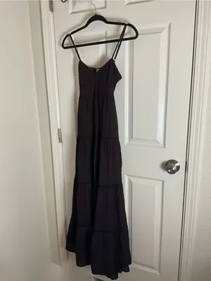 Zara Black Textured Tiered Maxi Dress Size xSmall Cutout Back New thumbnail 2