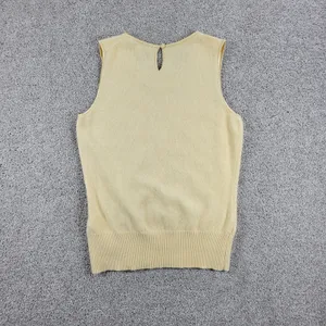 Banana Republic Sweater Vest Womens S Yellow Wool Angora Blend Flower Detail‎ thumbnail 4