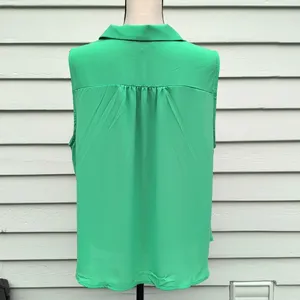 Loft Sleeveless V-Neck Blouse | Loft Sleeveless Collared Shirt | Green Loft Top thumbnail 5