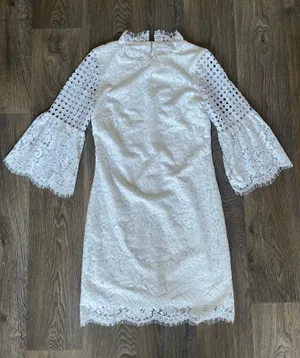 Sail to Sable Fringe Lace Bell Sleeve Shift Dress NWT Women’s 4 thumbnail 1