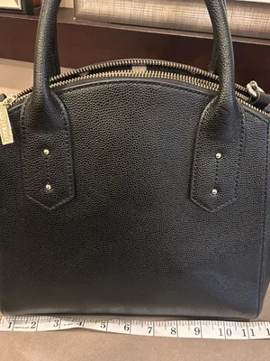 Anne Klein Structured Black Leather Top-Handle Satchel with Tassel Accent thumbnail 5