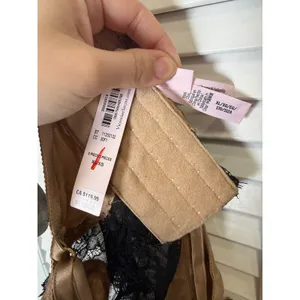 Victoria Secret Very Sexy Satin Rose Lace Trim Bralette XL Black Champagne NWT thumbnail 4