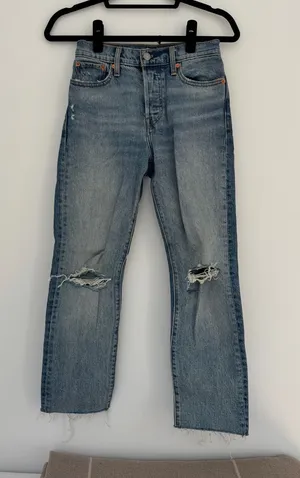 Levi’s Light Blue Distressed Straight-Leg Jeans thumbnail 1