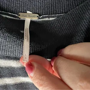 Free People Block Party Linen Cotton Stripped‎ Boxy Knit Exposed Hem Sweater thumbnail 9