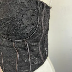 Black Corset Bustier Top Sz Large Lace Vampire‎ Gothic Victorian Burlesque thumbnail 6
