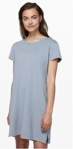 NWOT Lululemon Day Tripper Mini Dress Pima Cotton Blue Open Back Size 4 thumbnail 1